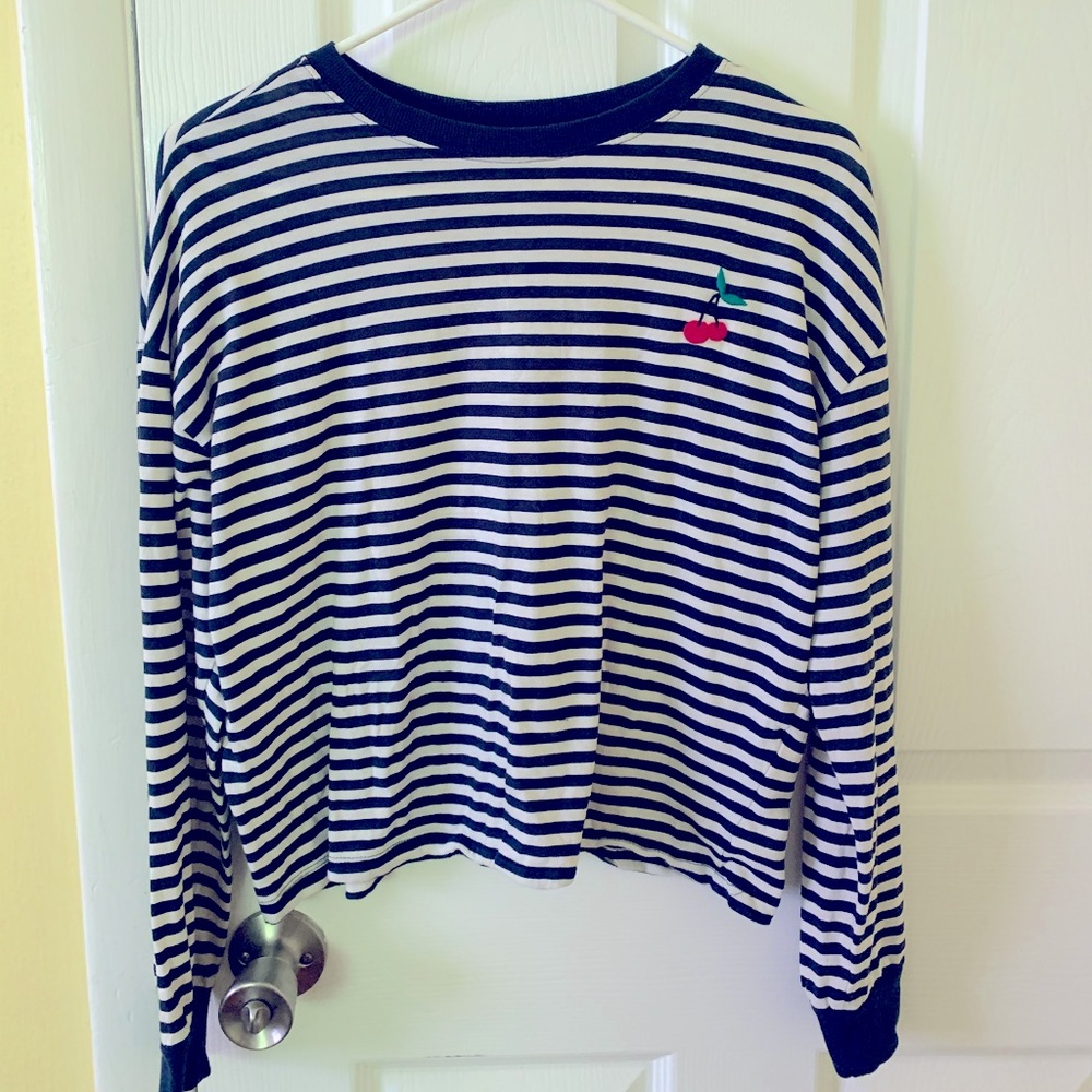 Cherry striped crop top